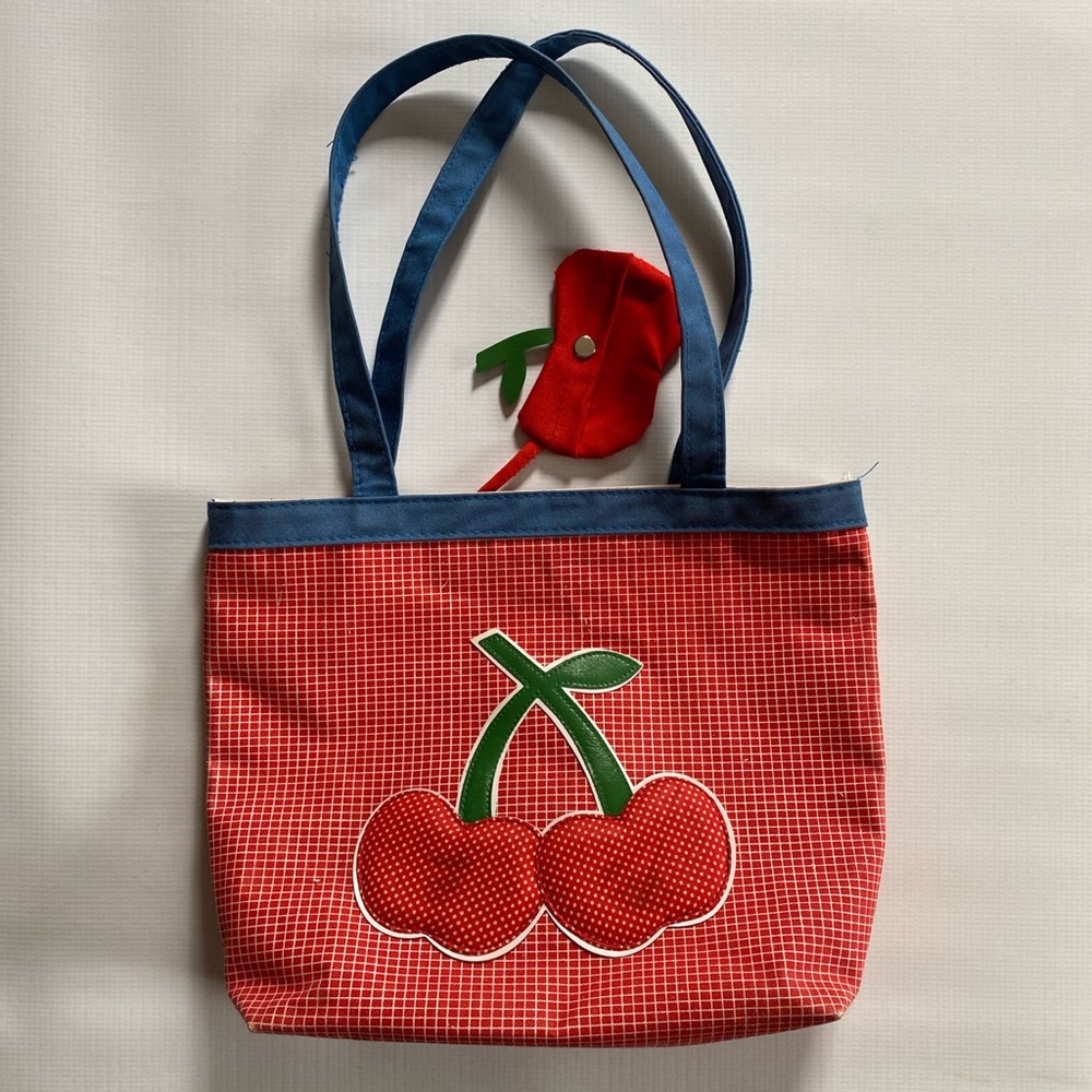 Vintage Red and Blue Cherry Tote Bag